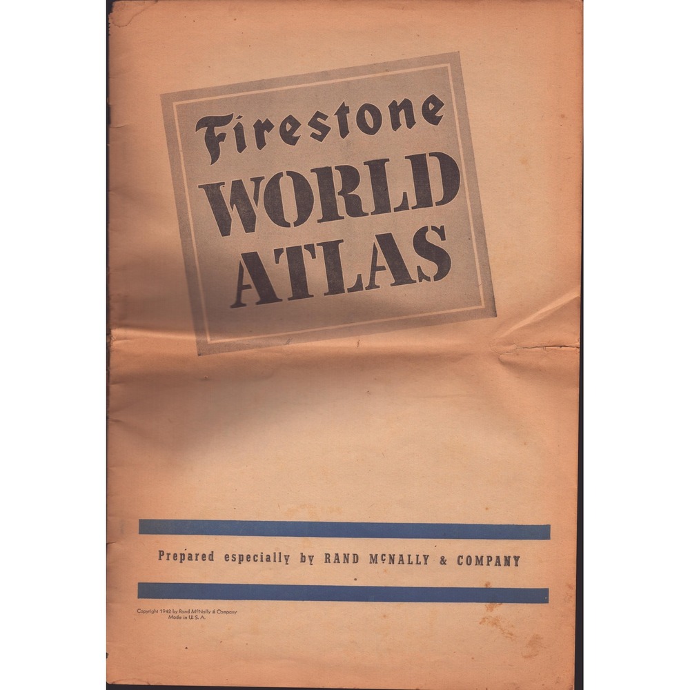 Vintage 1942 Firestone World Atlas Rand McNally WWII Era Map Booklet 1940 Census